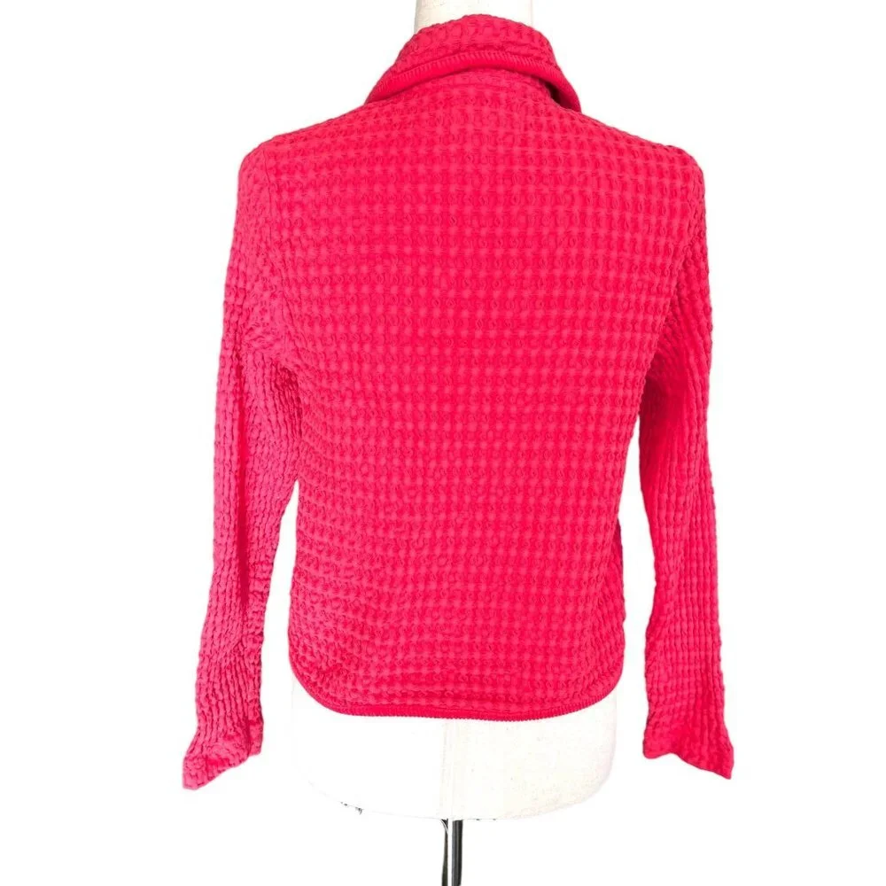 Mod-o-doc‎ Waffle Textured Cardigan red preppy sz S